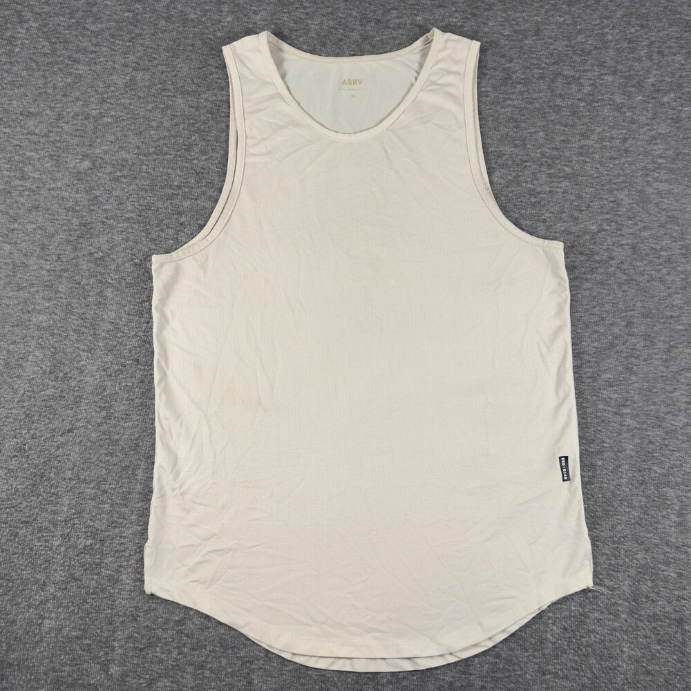 ASRV Tank Top Mens Medium White Cream Sleeveless Performance Athletic Gym